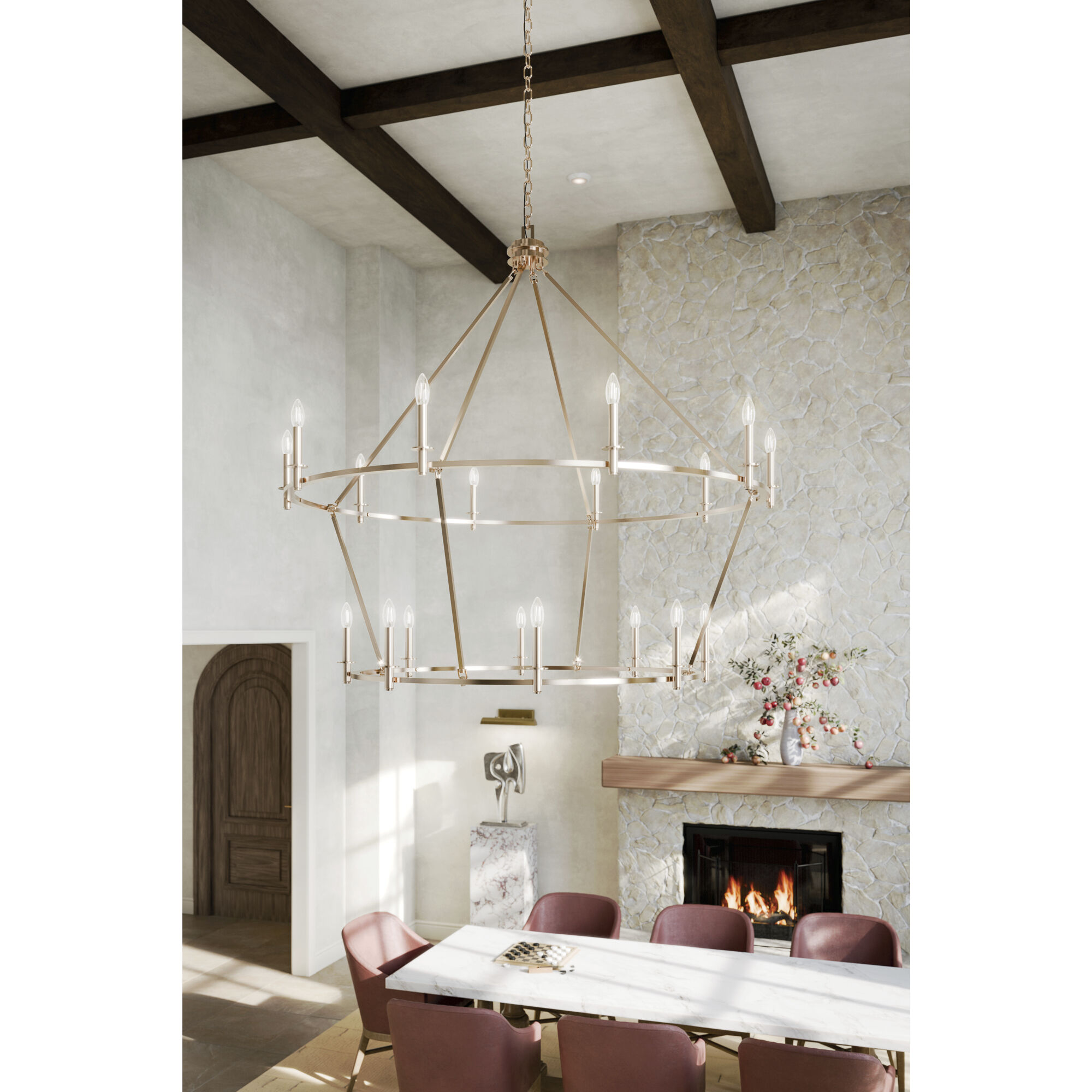 Carrick 18 Light Polished Nickel Chandelier Ceiling Light, 2 Tier Large